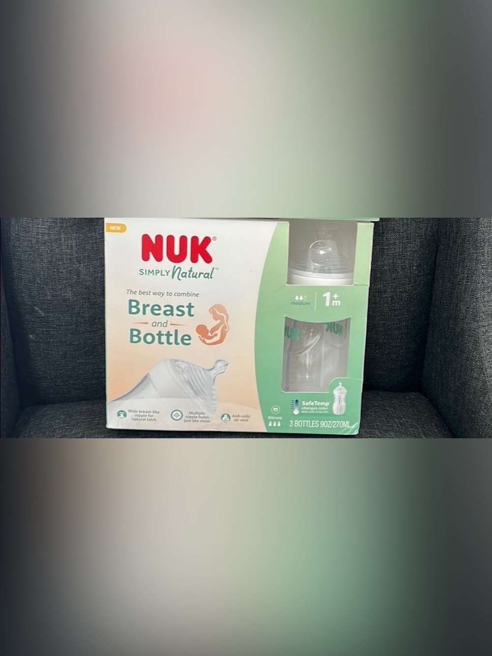 NEW bundle of three bottles NUK Simply Natural Breast and Bottle Set 0+